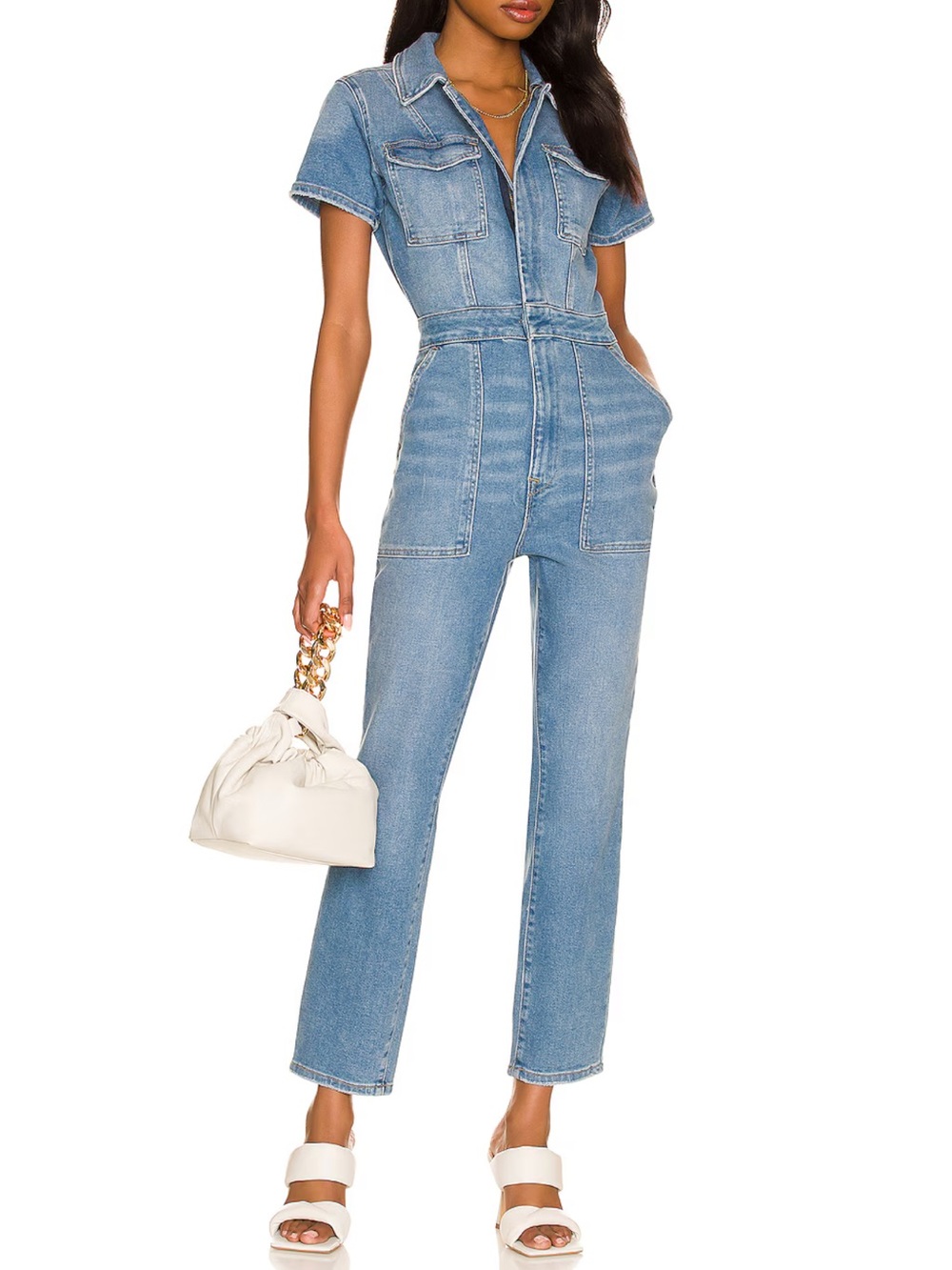 Good American Fit For Success Denim Jumpsuit in Blue274 | Size 2